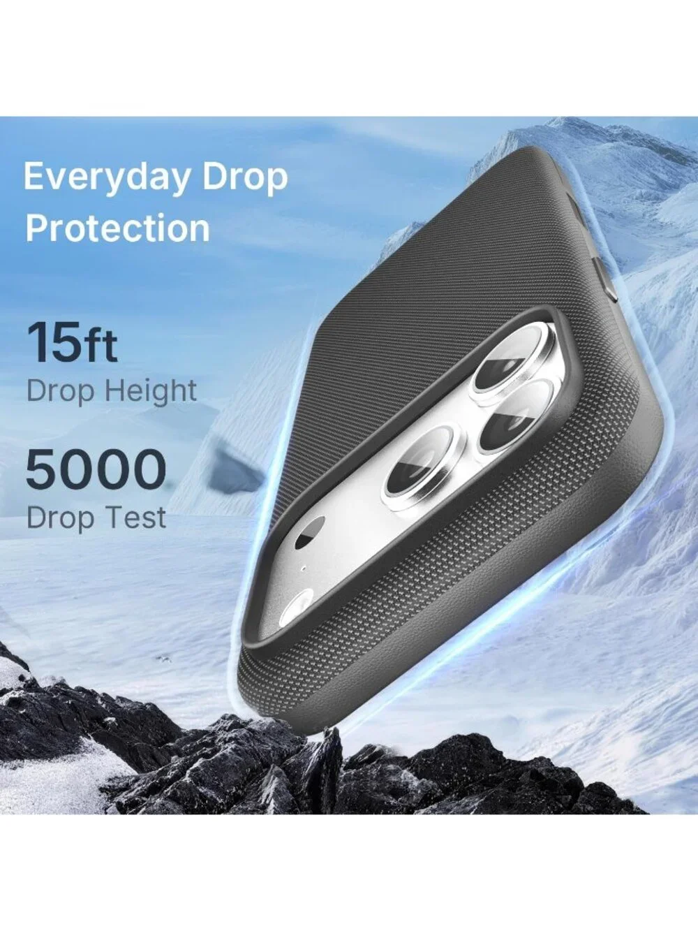 iPhone 17 Pro Max Black Techwoven Drop Protection Shockproof Skin-Friendly Case